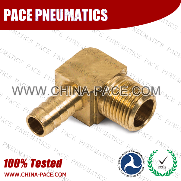 Barstock 90 Degree Male Elbow Hose Barb Fittings, Brass Hose Fittings, Brass Hose Splicer, Brass Hose Barb Pipe Threaded Fittings, Pneumatic Fittings, Brass Air Fittings